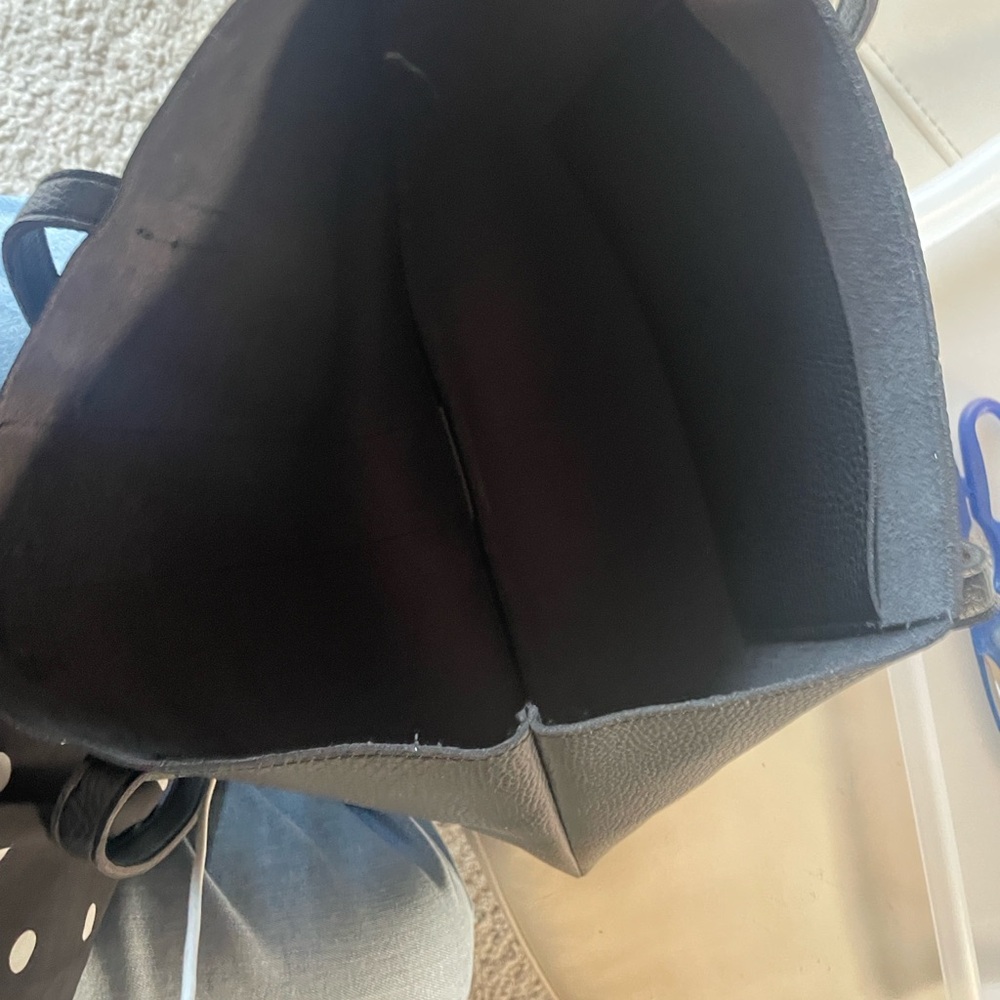 Vince Camuto Leather Tote Bag • Black & Gray Colorblock • Minimalist Chic - Picture 7 of 7
